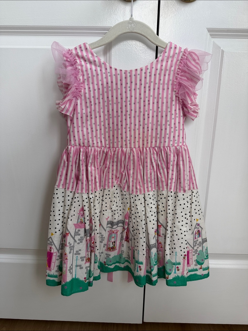 Pippa & Julie Pink Striped & Printed Disney Girls Dress